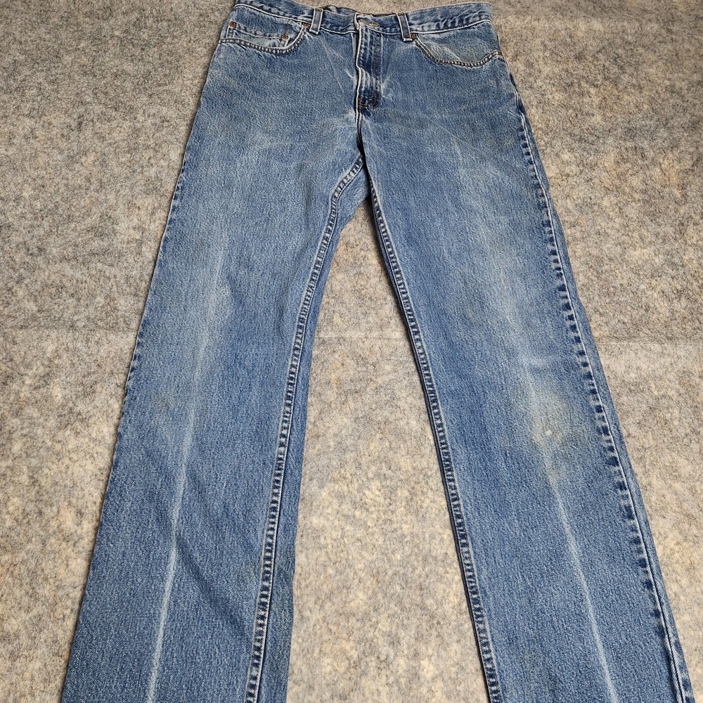 Levis 505 VTG 90s Regular Fit Jeans Men 32x33 Blue Medium Wash Made in USA Faded